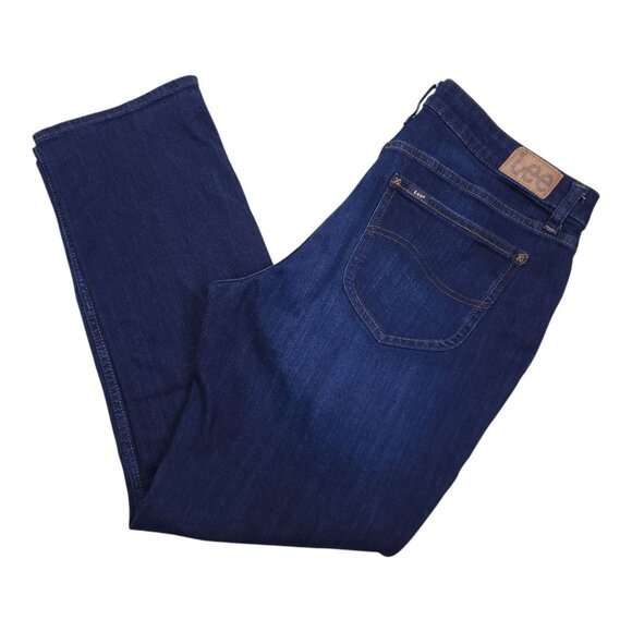Lee Womens Mid-Rise Bootcut Jeans Dark Wash Size 16M Cotton Blend - Picture 1 of 9
